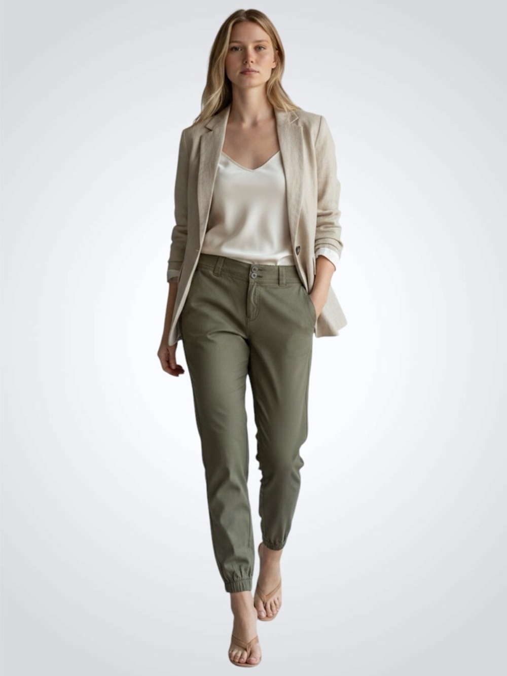 Ricki's Olive Green Draped Tencel Pants Loose Fit Joggers Size 2